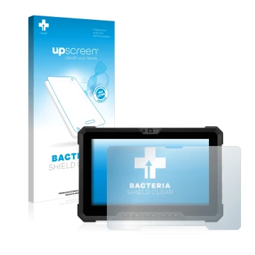 Face avant d’un emballage produit avec le logo de la marque upscreen. À côté, l’appareil Dell Latitude 7220EX Rugged Extreme e