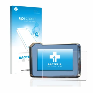 Face avant d’un emballage produit avec le logo de la marque upscreen. À côté, l’appareil KTM 1290 Super Duke R 2020/2022 TFT-D