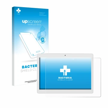 Face avant d’un emballage produit avec le logo de la marque upscreen. À côté, l’appareil Alldocube M5X Pro est représenté avec