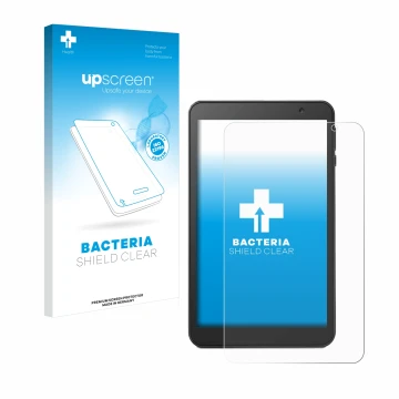 Face avant d’un emballage produit avec le logo de la marque upscreen. À côté, l’appareil Vankyo MatrixPad S8 est représenté av