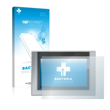 Face avant d’un emballage produit avec le logo de la marque upscreen. À côté, l’appareil Siemens Simatic TP1200 Comfort est re