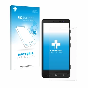 Face avant d’un emballage produit avec le logo de la marque upscreen. À côté, l’appareil Beafon M5 est représenté avec la prot