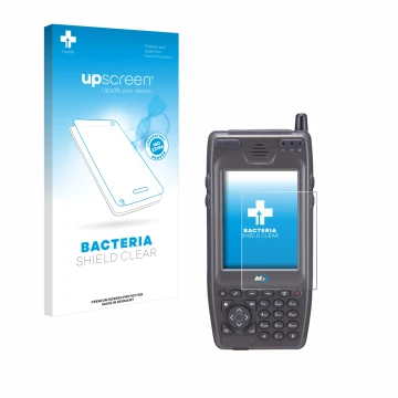 Face avant d’un emballage produit avec le logo de la marque upscreen. À côté, l’appareil M3 Mobile M3 SKY MC-7500S est représe