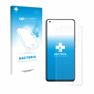 Face avant d’un emballage produit avec le logo de la marque upscreen. À côté, l’appareil Vivo X50 est représenté avec la prote