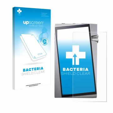 Face avant d’un emballage produit avec le logo de la marque upscreen. À côté, l’appareil Astell&Kern A&norma SR25 est représen