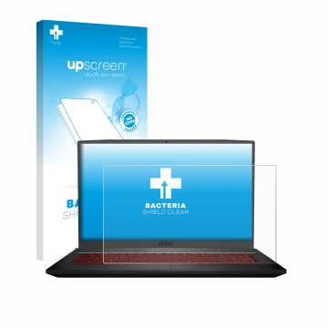 Face avant d’un emballage produit avec le logo de la marque upscreen. À côté, l’appareil MSI GF75 10SDR-234 est représenté ave