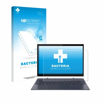 Face avant d’un emballage produit avec le logo de la marque upscreen. À côté, l’appareil Lenovo Yoga Duet 7 est représenté ave