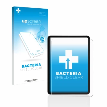 Face avant d’un emballage produit avec le logo de la marque upscreen. À côté, l’appareil Apple iPad Air 4 WiFi 2020 (4ème Gen.