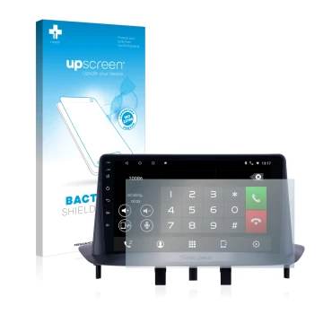 Face avant d’un emballage produit avec le logo de la marque upscreen. À côté, l’appareil Pioneer AVH-Z5200DAB est représenté a