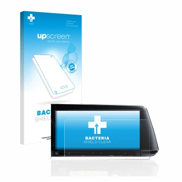 Face avant d’un emballage produit avec le logo de la marque upscreen. À côté, l’appareil Volkswagen Golf 8 2020 Discover Pro 1