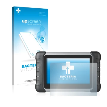 Face avant d’un emballage produit avec le logo de la marque upscreen. À côté, l’appareil Autel MaxiCOM MK808 est représenté av