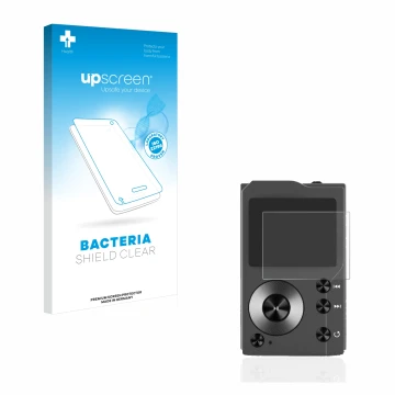 Face avant d’un emballage produit avec le logo de la marque upscreen. À côté, l’appareil Surfans F20 est représenté avec la pr