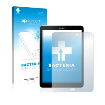 Face avant d’un emballage produit avec le logo de la marque upscreen. À côté, l’appareil Samsung Galaxy Tab S3 est représenté 