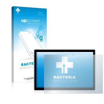 Face avant d’un emballage produit avec le logo de la marque upscreen. À côté, l’appareil Teclast P20HD est représenté avec la 