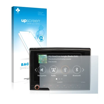 Face avant d’un emballage produit avec le logo de la marque upscreen. À côté, l’appareil Fiat Ducato III 2014-2021 X-F270 8