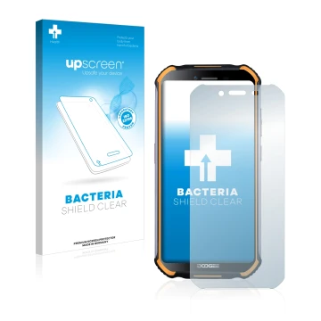 Face avant d’un emballage produit avec le logo de la marque upscreen. À côté, l’appareil Doogee S40 Pro est représenté avec la