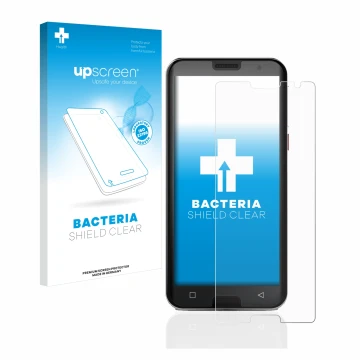 Face avant d’un emballage produit avec le logo de la marque upscreen. À côté, l’appareil Emporia Smart 5 est représenté avec l