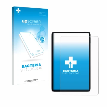 Face avant d’un emballage produit avec le logo de la marque upscreen. À côté, l’appareil Xiaomi Mi Pad 5 est représenté avec l