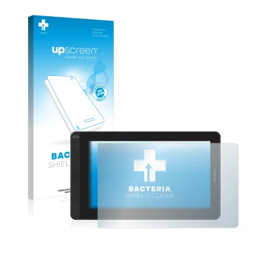 Face avant d’un emballage produit avec le logo de la marque upscreen. À côté, l’appareil Huion Kamvas 13 est représenté avec l