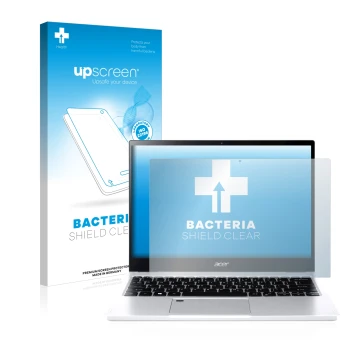 Face avant d’un emballage produit avec le logo de la marque upscreen. À côté, l’appareil Acer Spin 3 SP313-51N est représenté 