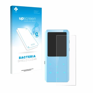 Face avant d’un emballage produit avec le logo de la marque upscreen. À côté, l’appareil AGPtek A19X est représenté avec la pr