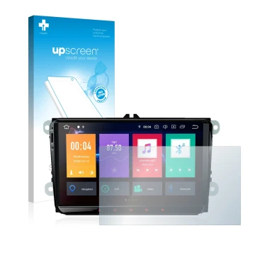 Face avant d’un emballage produit avec le logo de la marque upscreen. À côté, l’appareil Xtrons PBE90MTVL est représenté avec 