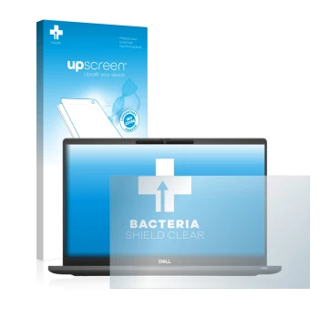 Face avant d’un emballage produit avec le logo de la marque upscreen. À côté, l’appareil Dell Latitude 7320 Non-Touch est repr