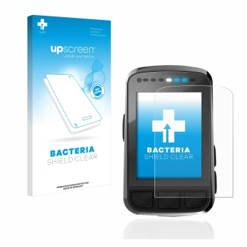 Face avant d’un emballage produit avec le logo de la marque upscreen. À côté, l’appareil Wahoo Elemnt Bolt V2 GPS est représen