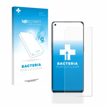 Face avant d’un emballage produit avec le logo de la marque upscreen. À côté, l’appareil Oppo Reno 6 Pro Plus 5G est représent