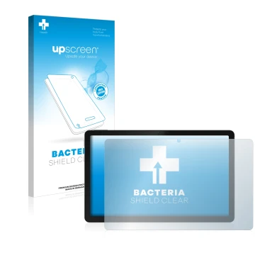 Face avant d’un emballage produit avec le logo de la marque upscreen. À côté, l’appareil realme Pad est représenté avec la pro