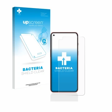 Face avant d’un emballage produit avec le logo de la marque upscreen. À côté, l’appareil OnePlus Nord 2 5G est représenté avec