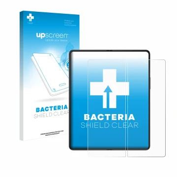 Face avant d’un emballage produit avec le logo de la marque upscreen. À côté, l’appareil Samsung Galaxy Z Fold 3 5G (Affichage