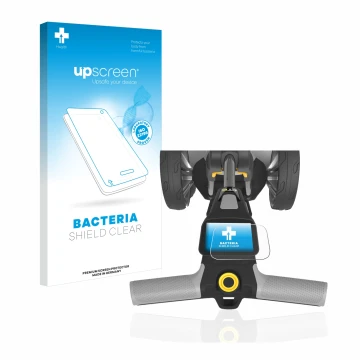 Face avant d’un emballage produit avec le logo de la marque upscreen. À côté, l’appareil PowaKaddy CT6 est représenté avec la 