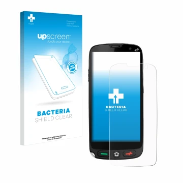 Face avant d’un emballage produit avec le logo de la marque upscreen. À côté, l’appareil Brondi Amico XS est représenté avec l