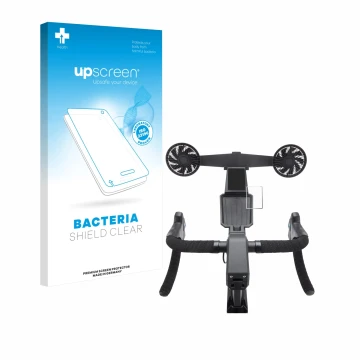 Face avant d’un emballage produit avec le logo de la marque upscreen. À côté, l’appareil Tacx Neo Bike Smart est représenté av