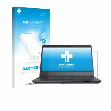 Face avant d’un emballage produit avec le logo de la marque upscreen. À côté, l’appareil Fujitsu Lifebook U7311 est représenté