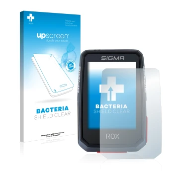 Face avant d’un emballage produit avec le logo de la marque upscreen. À côté, l’appareil Sigma ROX 2.0 est représenté avec la 