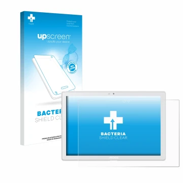 Face avant d’un emballage produit avec le logo de la marque upscreen. À côté, l’appareil Archos T101 4G est représenté avec la