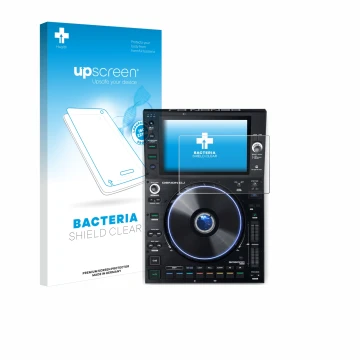 Face avant d’un emballage produit avec le logo de la marque upscreen. À côté, l’appareil Denon DJ SC6000 Prime est représenté 