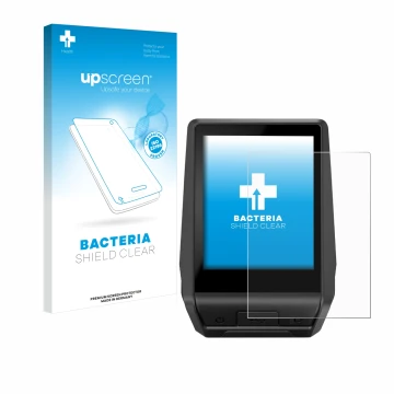 Face avant d’un emballage produit avec le logo de la marque upscreen. À côté, l’appareil Bosch Nyon 2 2021 est représenté avec