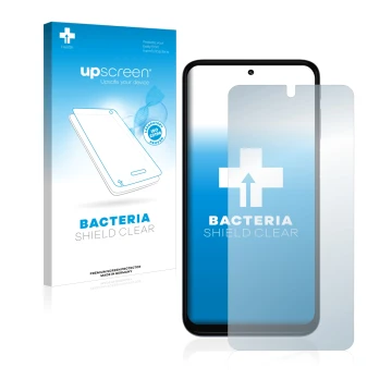 Face avant d’un emballage produit avec le logo de la marque upscreen. À côté, l’appareil Motorola Moto G31 est représenté avec