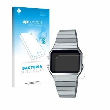 Face avant d’un emballage produit avec le logo de la marque upscreen. À côté, l’appareil Casio A700WE est représenté avec la p