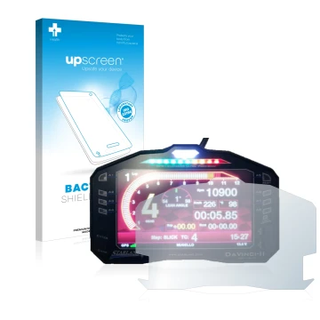 Face avant d’un emballage produit avec le logo de la marque upscreen. À côté, l’appareil Starlane DaVinci-II S est représenté 