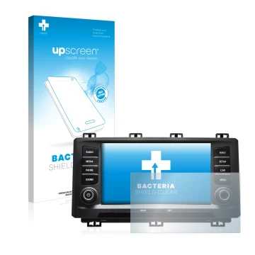 Face avant d’un emballage produit avec le logo de la marque upscreen. À côté, l’appareil Seat Ateca 2017 est représenté avec l