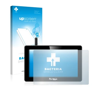 Face avant d’un emballage produit avec le logo de la marque upscreen. À côté, l’appareil Portkeys BM5 WR est représenté avec l