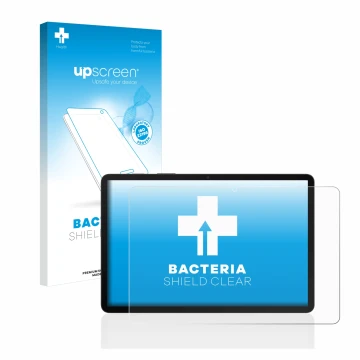 Face avant d’un emballage produit avec le logo de la marque upscreen. À côté, l’appareil Samsung Galaxy Tab S8 WiFi est représ