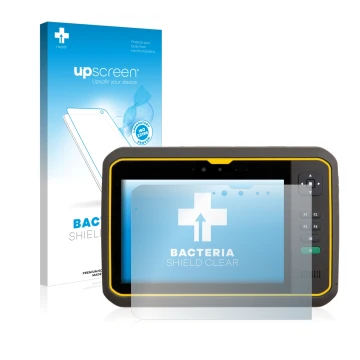 Face avant d’un emballage produit avec le logo de la marque upscreen. À côté, l’appareil Trimble T7 est représenté avec la pro