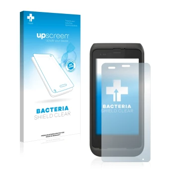 Face avant d’un emballage produit avec le logo de la marque upscreen. À côté, l’appareil Honeywell CT45 XP est représenté avec