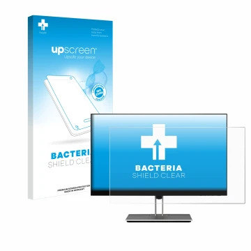 Face avant d’un emballage produit avec le logo de la marque upscreen. À côté, l’appareil HP E24 G4 est représenté avec la prot