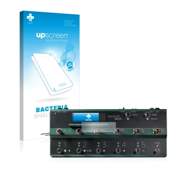 Face avant d’un emballage produit avec le logo de la marque upscreen. À côté, l’appareil Kemper Profiler Remote est représenté
